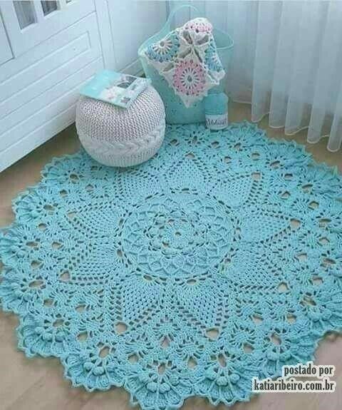 juego de baño a crochet  Crochet doily rug, Crochet rug, Crochet