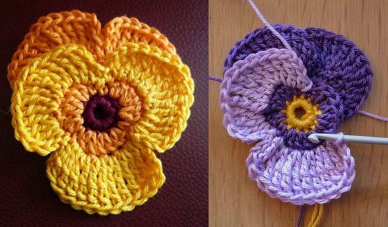 crochet pansy bouquet